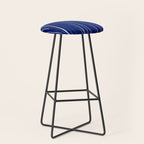 Deep Blue White Lines Minimalist Abstract  Stool Gallery Image 1