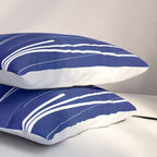 Deep Blue White Lines Minimalist Abstract  Pillow Sham Gallery Image 3