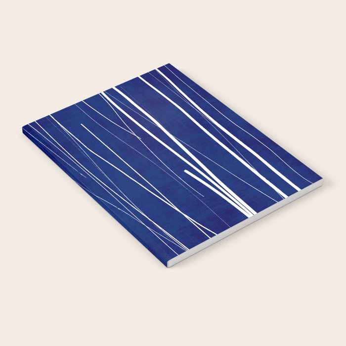 Deep Blue White Lines Minimalist Abstract  Notebook Gallery Image 2