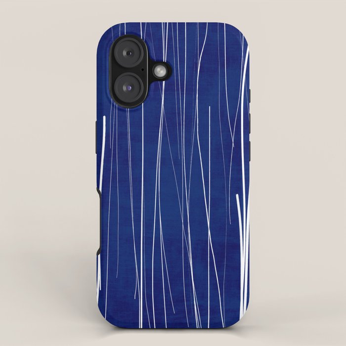 Deep Blue White Lines Minimalist Abstract  iPhone Case Gallery Image 1