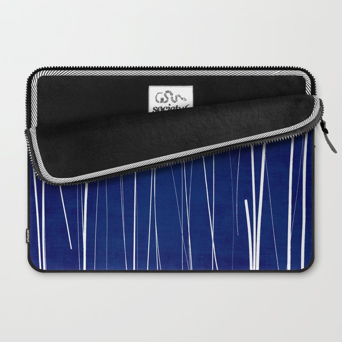 Deep Blue White Lines Minimalist Abstract  Laptop Sleeve Gallery Image 2