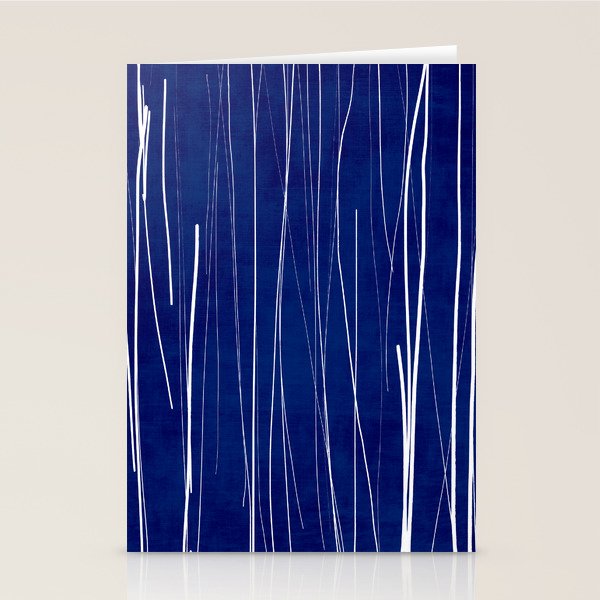 Deep Blue White Lines Minimalist Abstract  Stationery Card Gallery Image 1