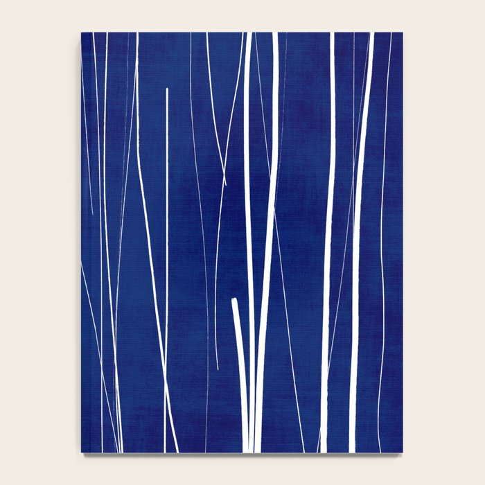 Deep Blue White Lines Minimalist Abstract  Notebook Gallery Image 4