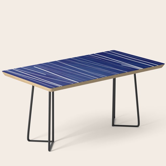 Deep Blue White Lines Minimalist Abstract  Coffee Table Gallery Image 1