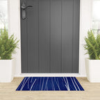 Deep Blue White Lines Minimalist Abstract  Welcome Mat Gallery Image 3