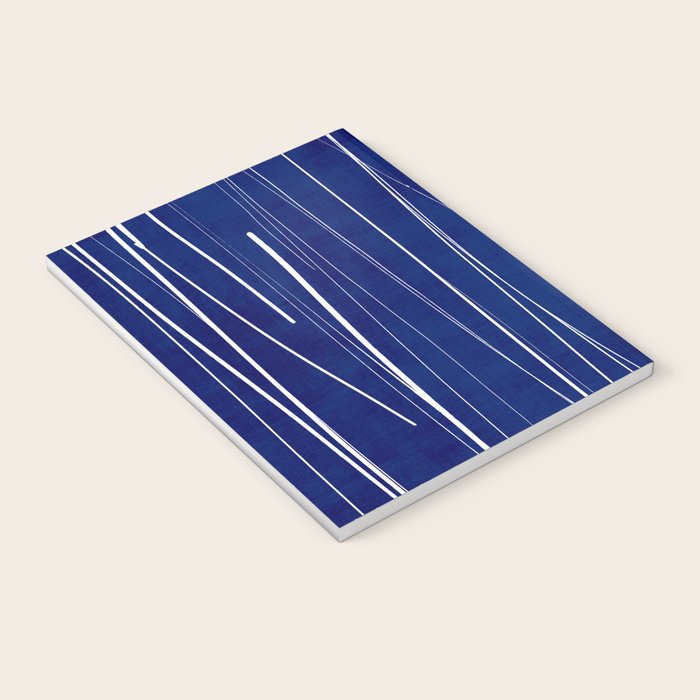 Deep Blue White Lines Minimalist Abstract  Notebook Gallery Image 3
