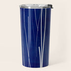 Deep Blue White Lines Minimalist Abstract  Travel Mug Gallery Image 2