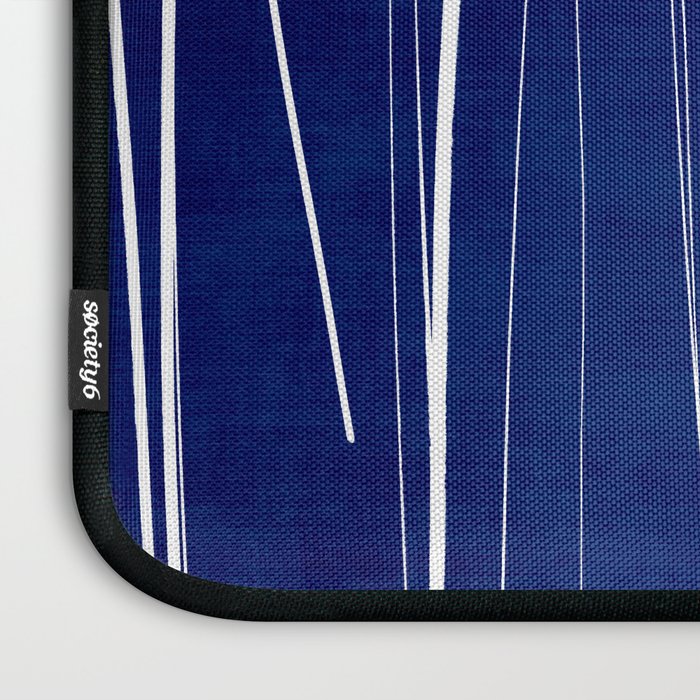 Deep Blue White Lines Minimalist Abstract  Laptop Sleeve Gallery Image 3