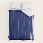 Deep Blue White Lines Minimalist Abstract  Duvet Cover Gallery Image 6