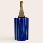 Deep Blue White Lines Minimalist Abstract  Wine Chiller Gallery Image 1