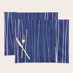 Deep Blue White Lines Minimalist Abstract  Placemat Gallery Image 1