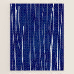 Deep Blue White Lines Minimalist Abstract  Jigsaw Puzzle Gallery Image 1