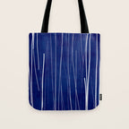 Deep Blue White Lines Minimalist Abstract  Tote Bag Gallery Image 1