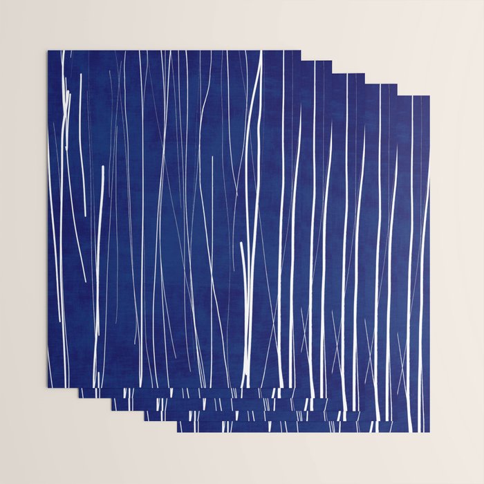 Deep Blue White Lines Minimalist Abstract  Wrapping Paper Gallery Image 3