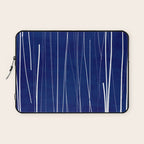 Deep Blue White Lines Minimalist Abstract  Laptop Sleeve Gallery Image 1