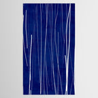 Deep Blue White Lines Minimalist Abstract  Tablecloth Gallery Image 2
