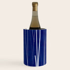 Deep Blue White Lines Minimalist Abstract  Wine Chiller Gallery Image 3