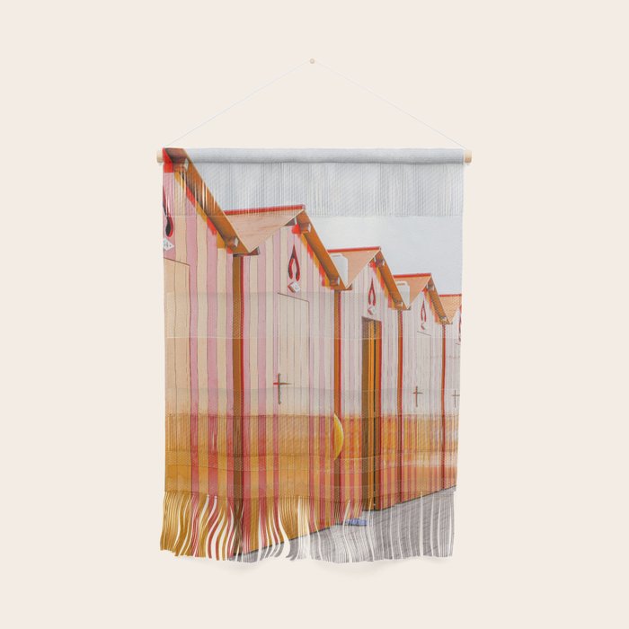 Sorrento Stripes | Red And Orange Beach Changing Rooms Art Print | Amalfi Coast Italy Travel Photography Wall Hanging Gallery Image 1