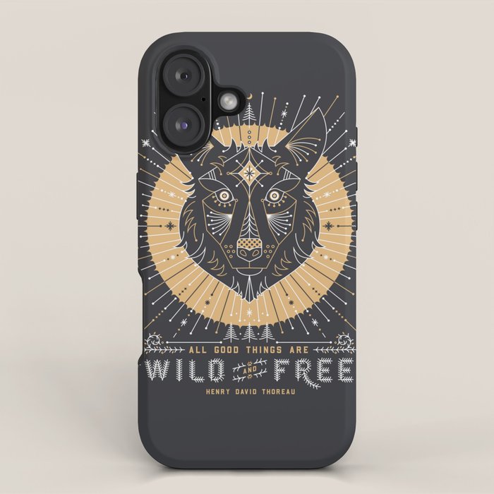 Wild & Free Wolf - Gold & Grey iPhone Case Gallery Image 1