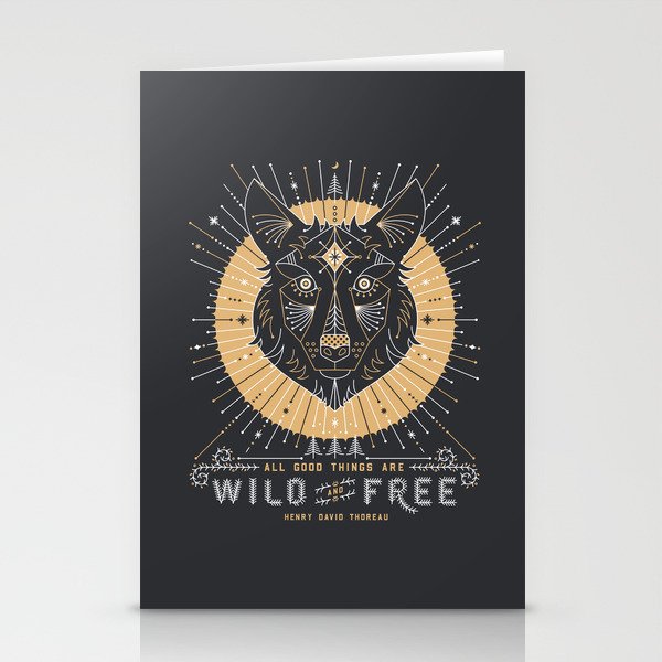 Wild & Free Wolf - Gold & Grey Stationery Card Gallery Image 1