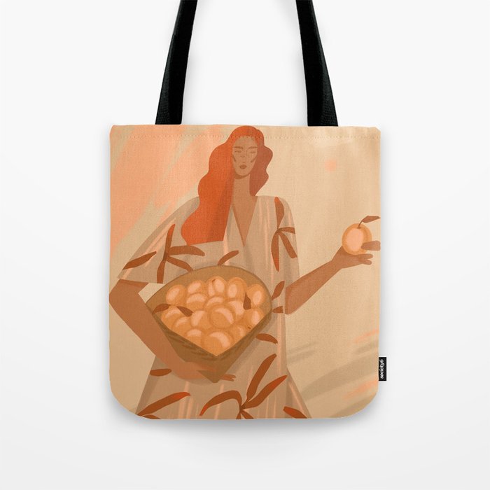  girl with peaches Tote Bag Gallery Image 1