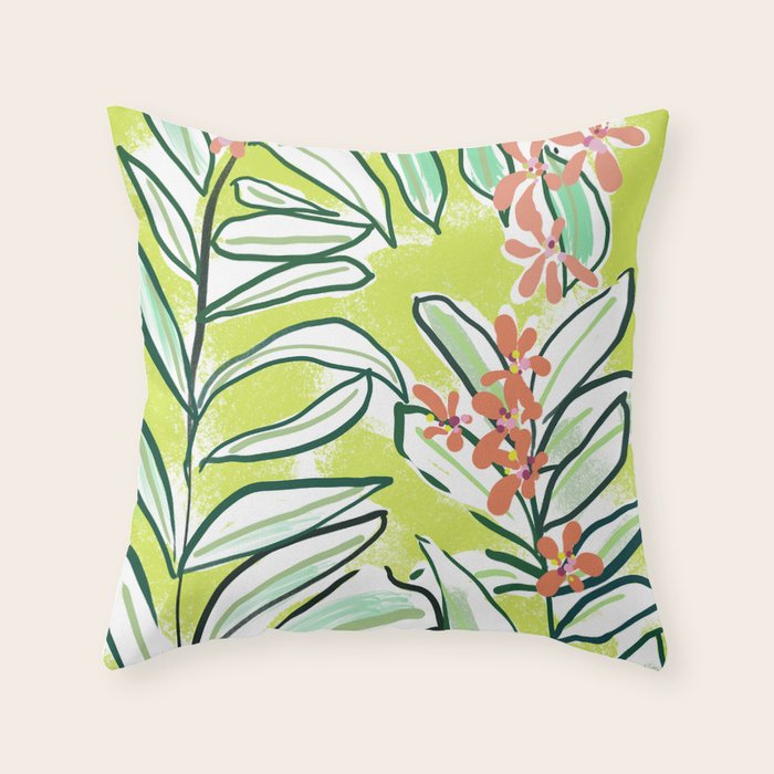 Freestyle branch with flowers Throw Pillow Gallery Image 6