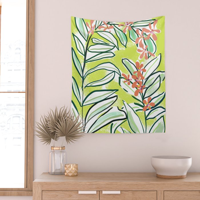 Freestyle branch with flowers Wall Tapestry Gallery Image 2