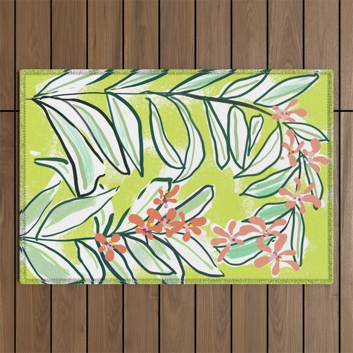 Freestyle branch with flowers Outdoor Rug Gallery Image 1