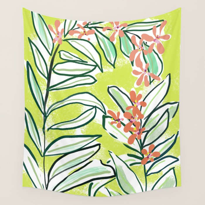 Freestyle branch with flowers Wall Tapestry Gallery Image 1