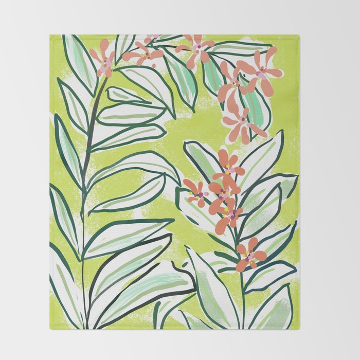 Freestyle branch with flowers Throw Blanket Gallery Image 2