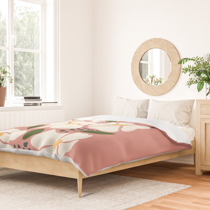 White Daisies On Pink Duvet Cover Gallery Image 2