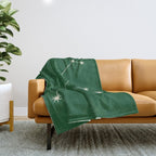 Leo Zodiac Star Constellation Line Art Green Throw Blanket Gallery Image 1