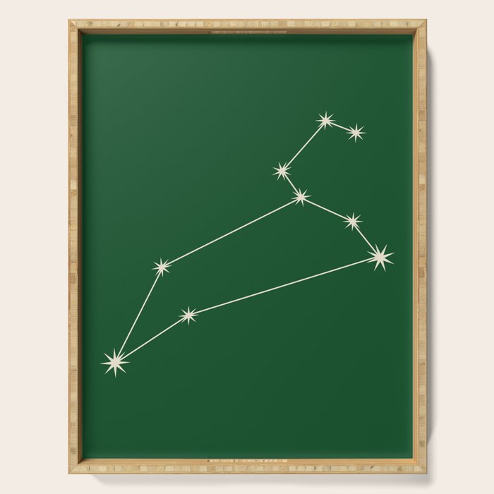 Leo Zodiac Star Constellation Line Art Green Serving Tray Gallery Image 1