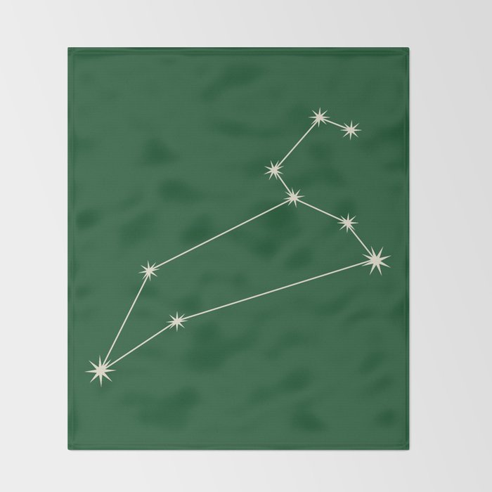 Leo Zodiac Star Constellation Line Art Green Throw Blanket Gallery Image 2