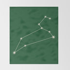 Leo Zodiac Star Constellation Line Art Green Throw Blanket Gallery Image 2