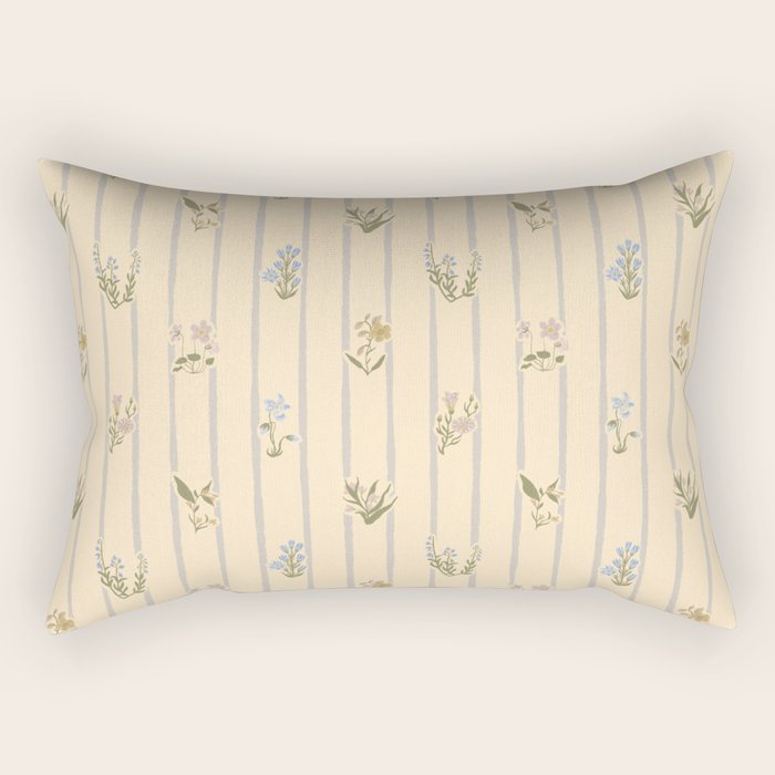 Cozy Cottage Flowers With Stripes Rectangular Pillow Gallery Image 2