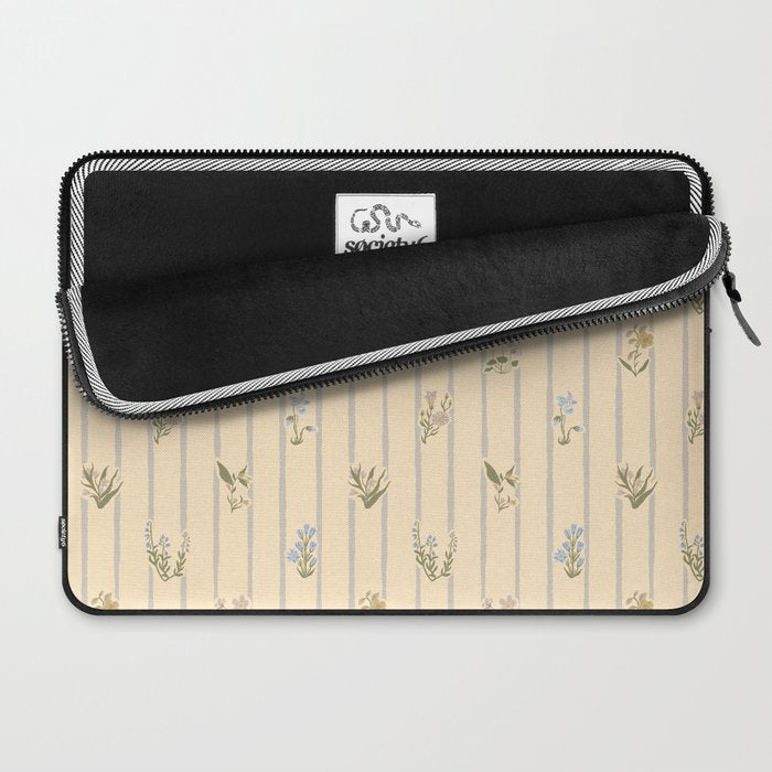 Cozy Cottage Flowers With Stripes Laptop Sleeve Gallery Image 2