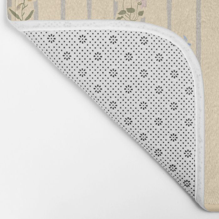 Cozy Cottage Flowers With Stripes Bath Mat Gallery Image 2
