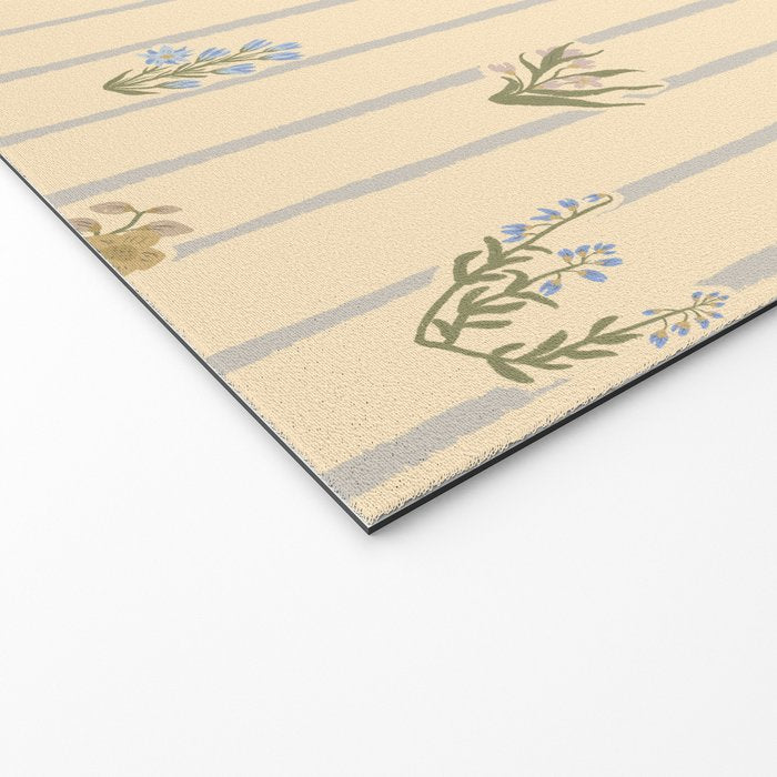 Cozy Cottage Flowers With Stripes Welcome Mat Gallery Image 2