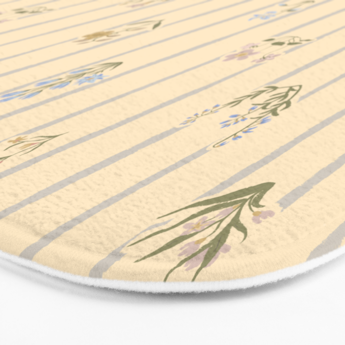 Cozy Cottage Flowers With Stripes Bath Mat Gallery Image 3