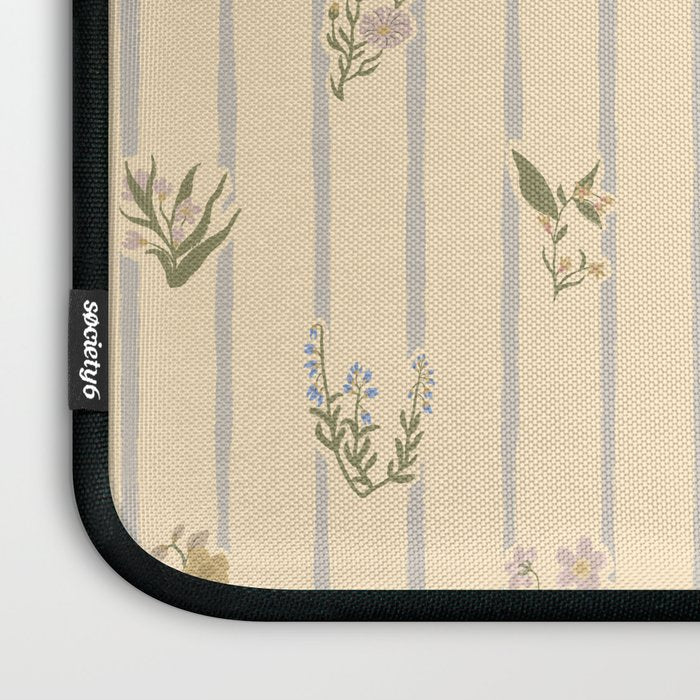 Cozy Cottage Flowers With Stripes Laptop Sleeve Gallery Image 3