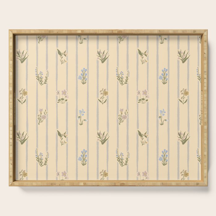 Cozy Cottage Flowers With Stripes Serving Tray Gallery Image 1