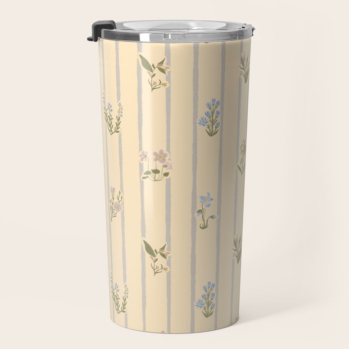 Cozy Cottage Flowers With Stripes Travel Mug Gallery Image 3