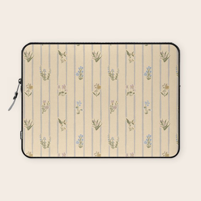 Cozy Cottage Flowers With Stripes Laptop Sleeve Gallery Image 1