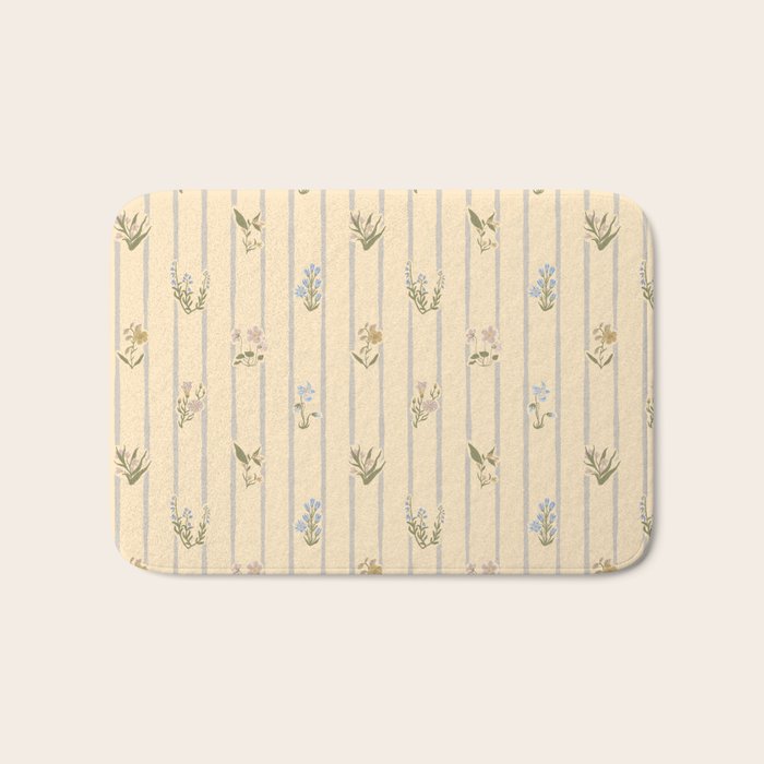 Cozy Cottage Flowers With Stripes Bath Mat Gallery Image 1