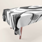 Modern abstract black white hand painted brushstrokes Tablecloth Gallery Image 1