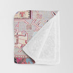North Indian Dhurrie Kilim Print Throw Blanket Gallery Image 3