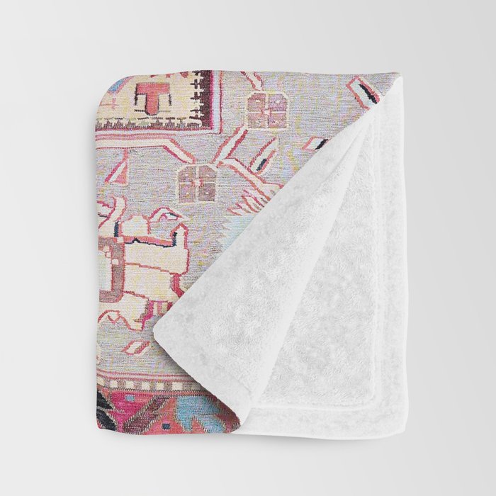 North Indian Dhurrie Kilim Print Throw Blanket Gallery Image 3