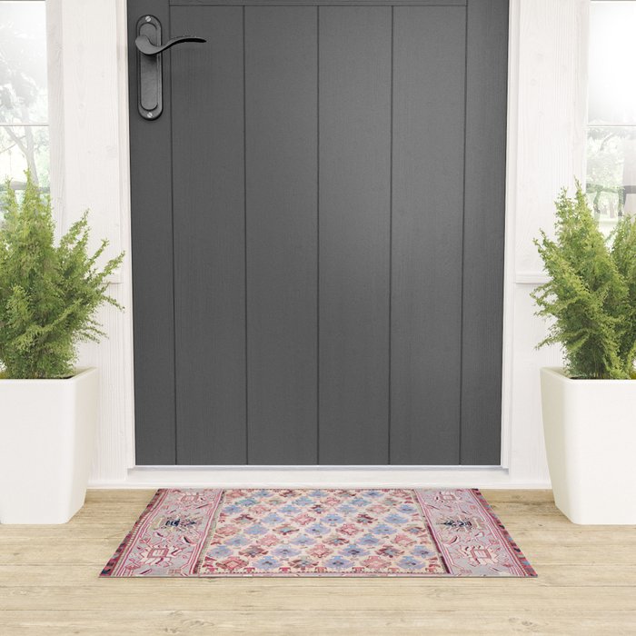 North Indian Dhurrie Kilim Print Welcome Mat Gallery Image 3