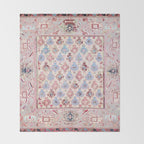 North Indian Dhurrie Kilim Print Throw Blanket Gallery Image 2